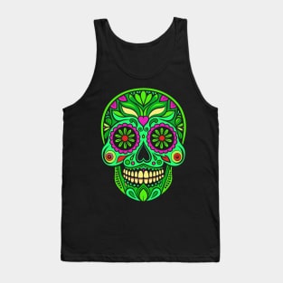 Neon Green Mexican Sugar Skull Tank Top